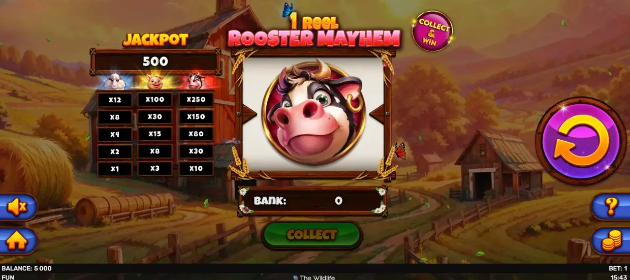 1 Reel Rooster Mayhem Game Screenshot